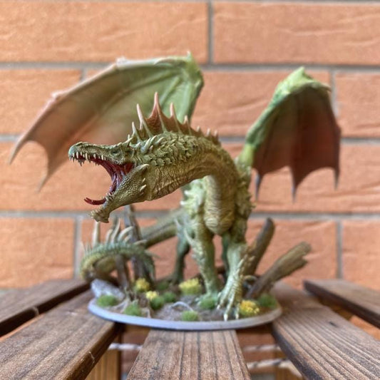 Dragón Verde Adulto - Impreso en 3D / Fantasía / Terreno / Paisaje / Ruinas / El Señor de los Anillos / Dragones y Mazmorras / Pathfinder