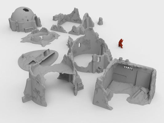 Asentamiento Tatooine destruido compatible con Star Wars Legión / Shatterpoint / Imperial Assault / Imperial Terrain