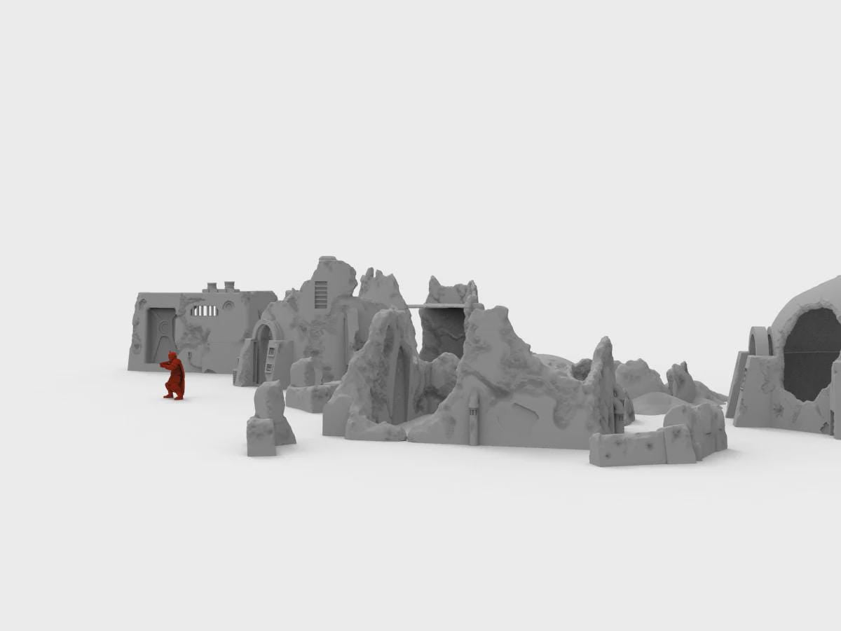 Asentamiento Tatooine destruido compatible con Star Wars Legión / Shatterpoint / Imperial Assault / Imperial Terrain