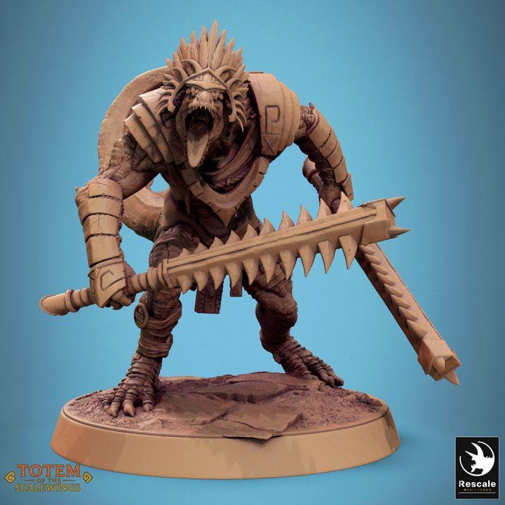 Pack Lizardman Grimscale - Impreso en 3D / Fantasía / El Señor de los Anillos / Dragones y Mazmorras / Pathfinder / DND / Miniatura