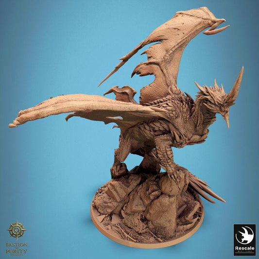 Dragón Azúl Legendario - Impreso en 3D / Fantasía / El Señor de los Anillos / Dragones y Mazmorras / Pathfinder / DND / Miniatura