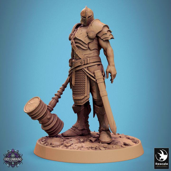 Pack Knight of Valor with WarHammer - 3D / Fantasía / El Señor de los Anillos / Dragones y Mazmorras / Pathfinder / DND / Miniatura