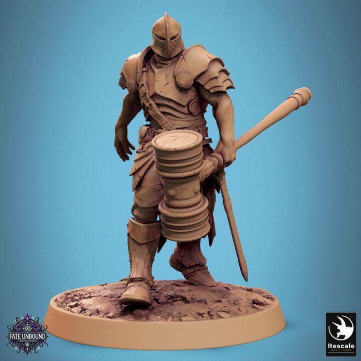 Pack Knight of Valor with WarHammer - 3D / Fantasía / El Señor de los Anillos / Dragones y Mazmorras / Pathfinder / DND / Miniatura