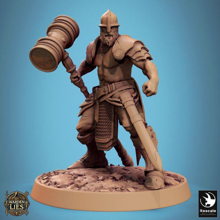 Pack Knight of Valor with WarHammer - 3D / Fantasía / El Señor de los Anillos / Dragones y Mazmorras / Pathfinder / DND / Miniatura