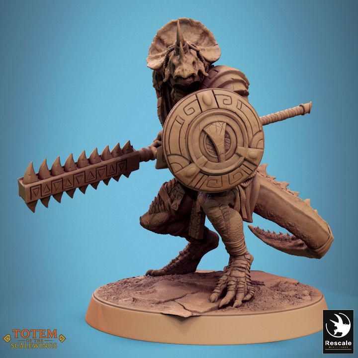 Pack Lizardman Grimscale with Shield - 3D / Fantasía / El Señor de los Anillos / Dragones y Mazmorras / Pathfinder / DND / Miniatura