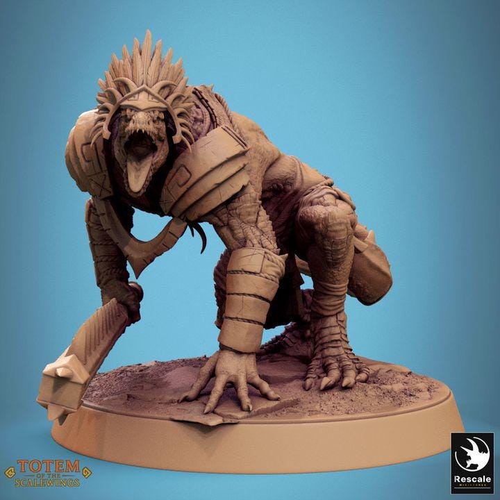 Pack Lizardman Grimscale - Impreso en 3D / Fantasía / El Señor de los Anillos / Dragones y Mazmorras / Pathfinder / DND / Miniatura