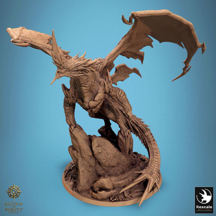 Dragón Azúl Legendario - Impreso en 3D / Fantasía / El Señor de los Anillos / Dragones y Mazmorras / Pathfinder / DND / Miniatura