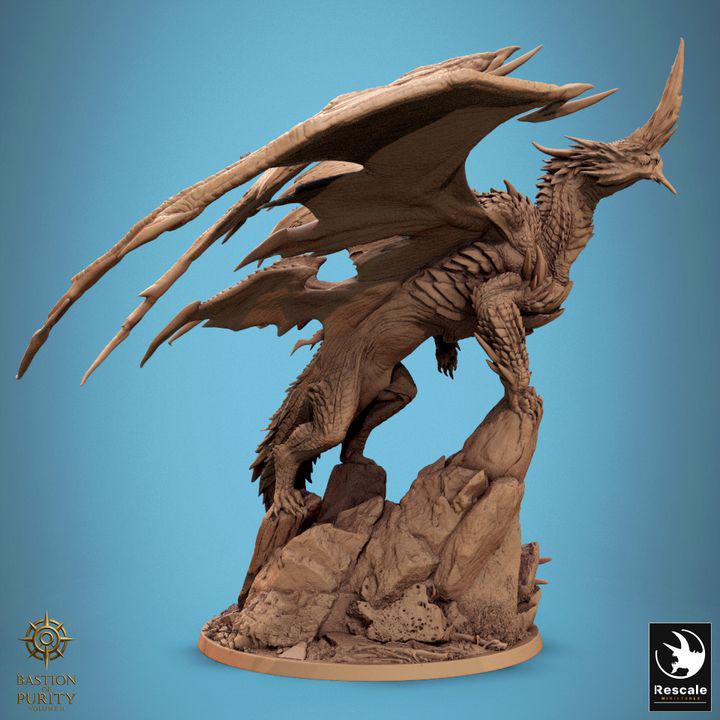 Dragón Azúl Legendario - Impreso en 3D / Fantasía / El Señor de los Anillos / Dragones y Mazmorras / Pathfinder / DND / Miniatura