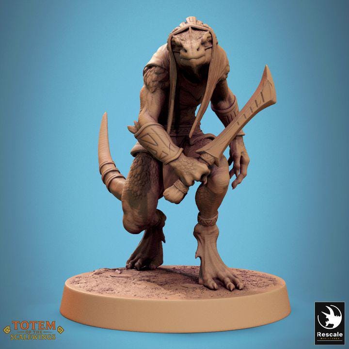 Pack Lizardman Sneaky Murkborn - Impreso en 3D / Fantasía / El Señor de los Anillos / Dragones y Mazmorras / Pathfinder / DND / Miniatura