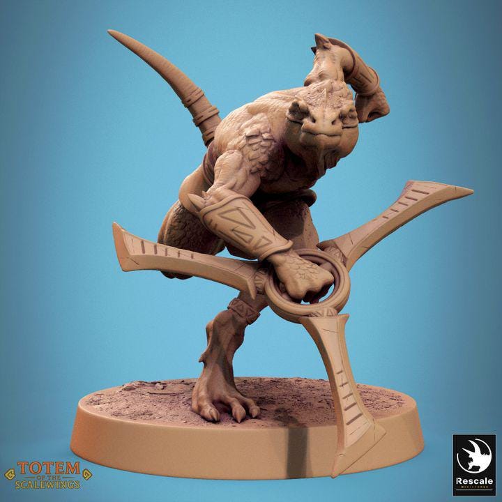 Pack Lizardman Sneaky Murkborn with Boomerang - Fantasía / El Señor de los Anillos / Dragones y Mazmorras / Pathfinder / DND / Miniatura