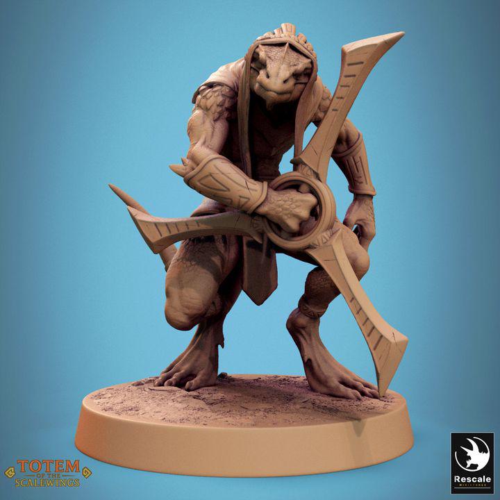 Pack Lizardman Sneaky Murkborn with Boomerang - Fantasía / El Señor de los Anillos / Dragones y Mazmorras / Pathfinder / DND / Miniatura