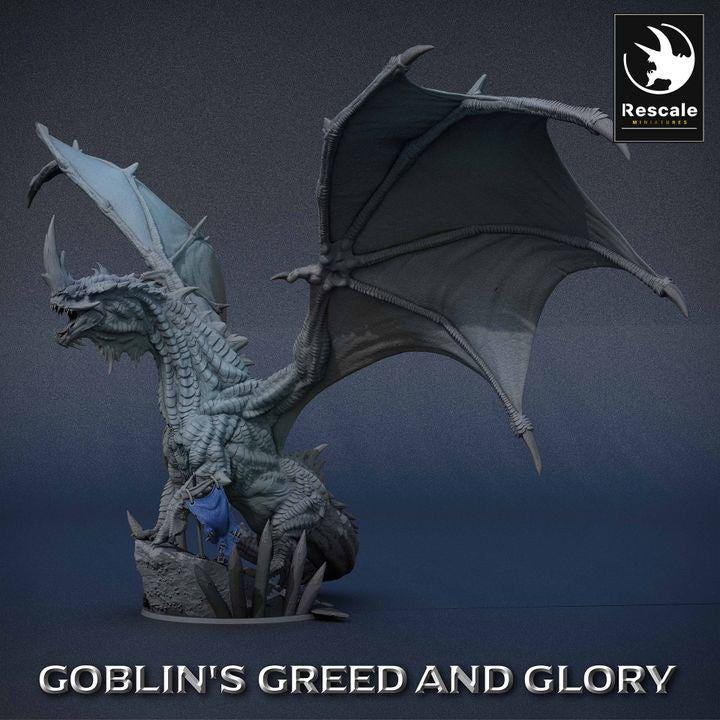 Dragón Verde Legendario - Impreso en 3D / Fantasía / El Señor de los Anillos / Dragones y Mazmorras / Pathfinder / DND / Miniatura