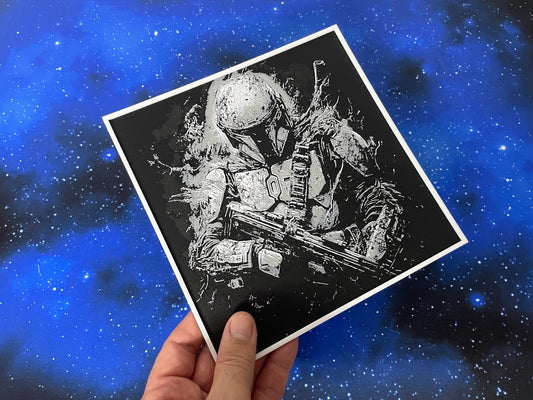 Placa decorativa “The Mandalorian - Hueforge / 3D / cine / collage / decoración