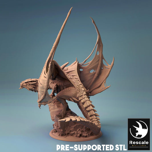 Dragón Magma Adulto - Impreso en 3D / Fantasía / El Señor de los Anillos / Dragones y Mazmorras / Pathfinder / DND / Miniatura / Rol