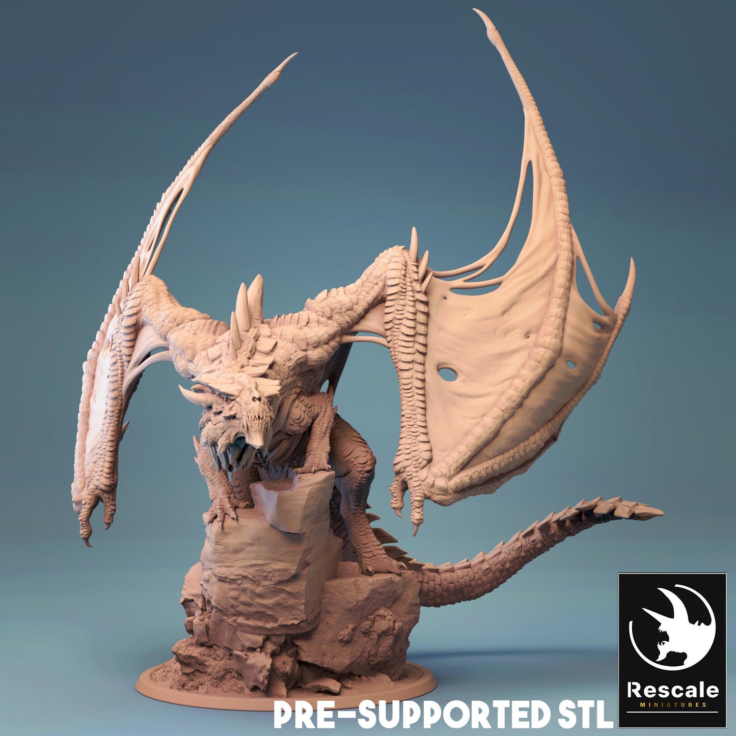 Dragón Magma Adulto - Impreso en 3D / Fantasía / El Señor de los Anillos / Dragones y Mazmorras / Pathfinder / DND / Miniatura / Rol