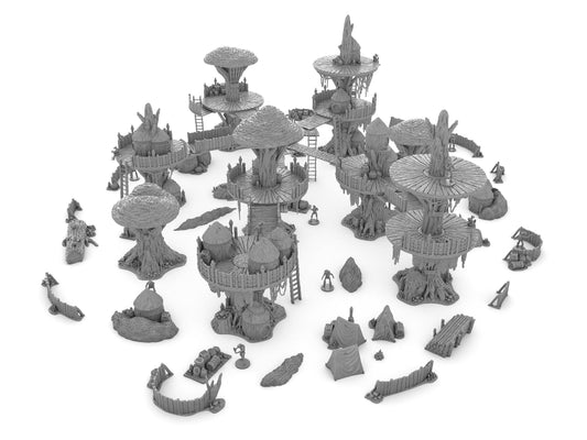 Poblado EWOK en la LUNA de ENDOR compatible con Star Wars Legión / Shatterpoint / Imperial Assault Imperial Terrain / Mesa Completa