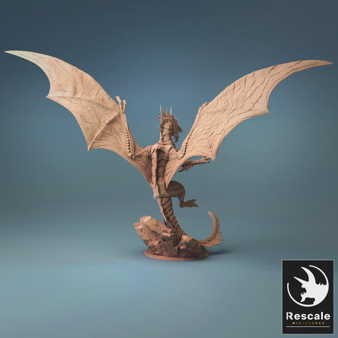 Dragón de Plata Adulto - Impreso en 3D / Fantasía / Terreno / Rol / Ruinas / El Señor de los Anillos / Dragones y Mazmorras / Pathfinder