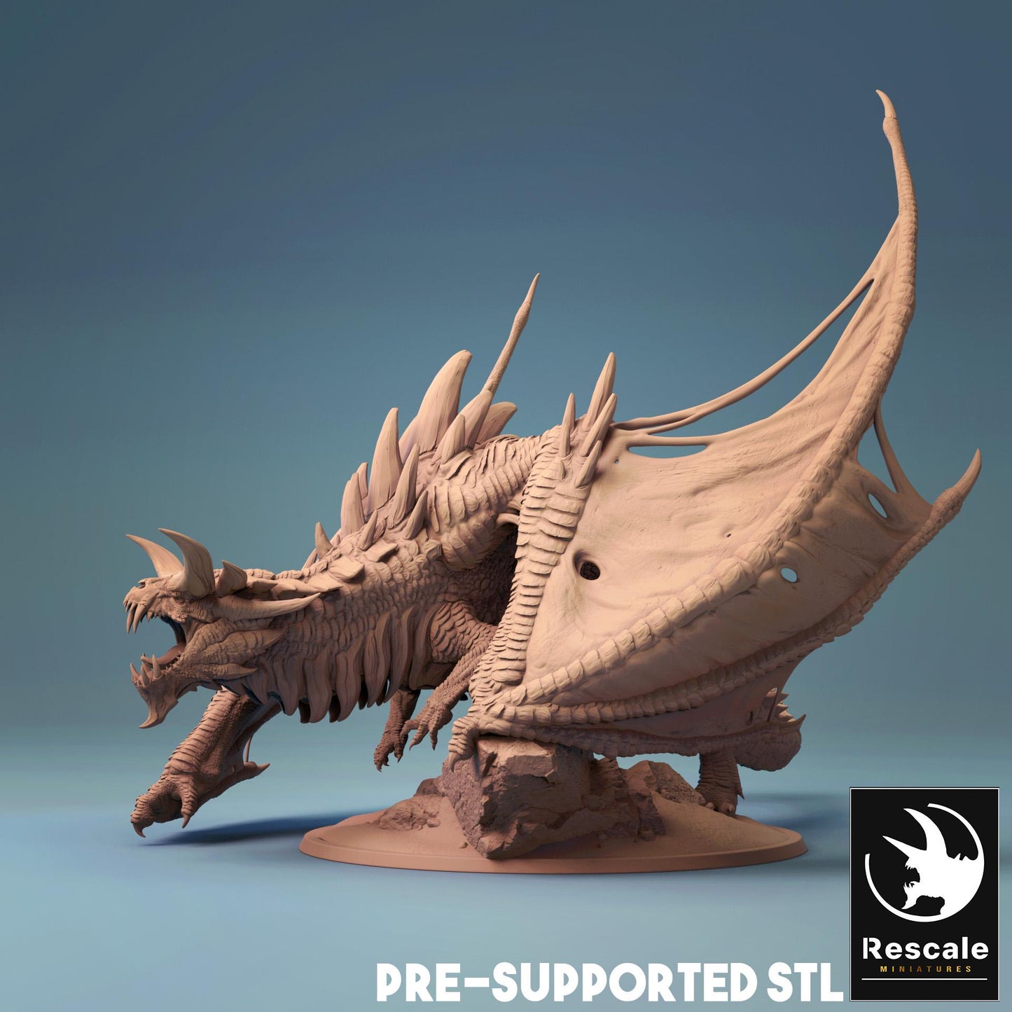 Dragón Magma Anciano - Impreso en 3D / Fantasía / El Señor de los Anillos / Dragones y Mazmorras / Pathfinder / DND / Miniatura / Rol