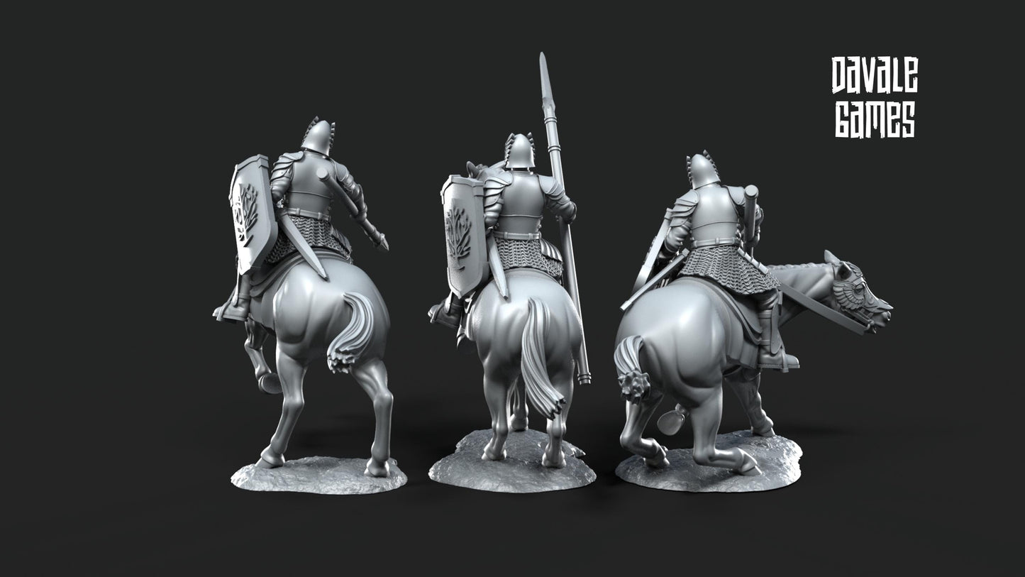 Caballeros Lancero Gondor - Tierra Media / LOTR / El Señor de los Anillos / Dragones y Mazmorras / Pathfinder / DND / Miniatura
