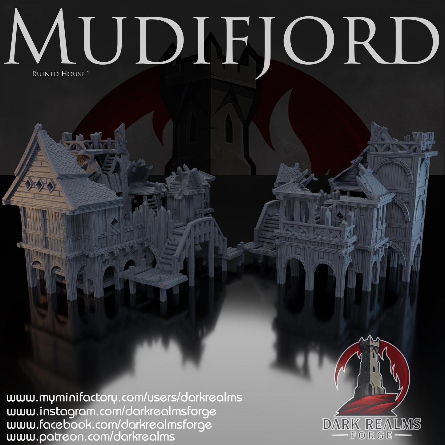 Mudifjord Ruina - Casa 1 - Wargame / Fantasía / Terreno / Paisaje / Ruinas / El Señor de los Anillos / Dragones y Mazmorras / Pathfinder