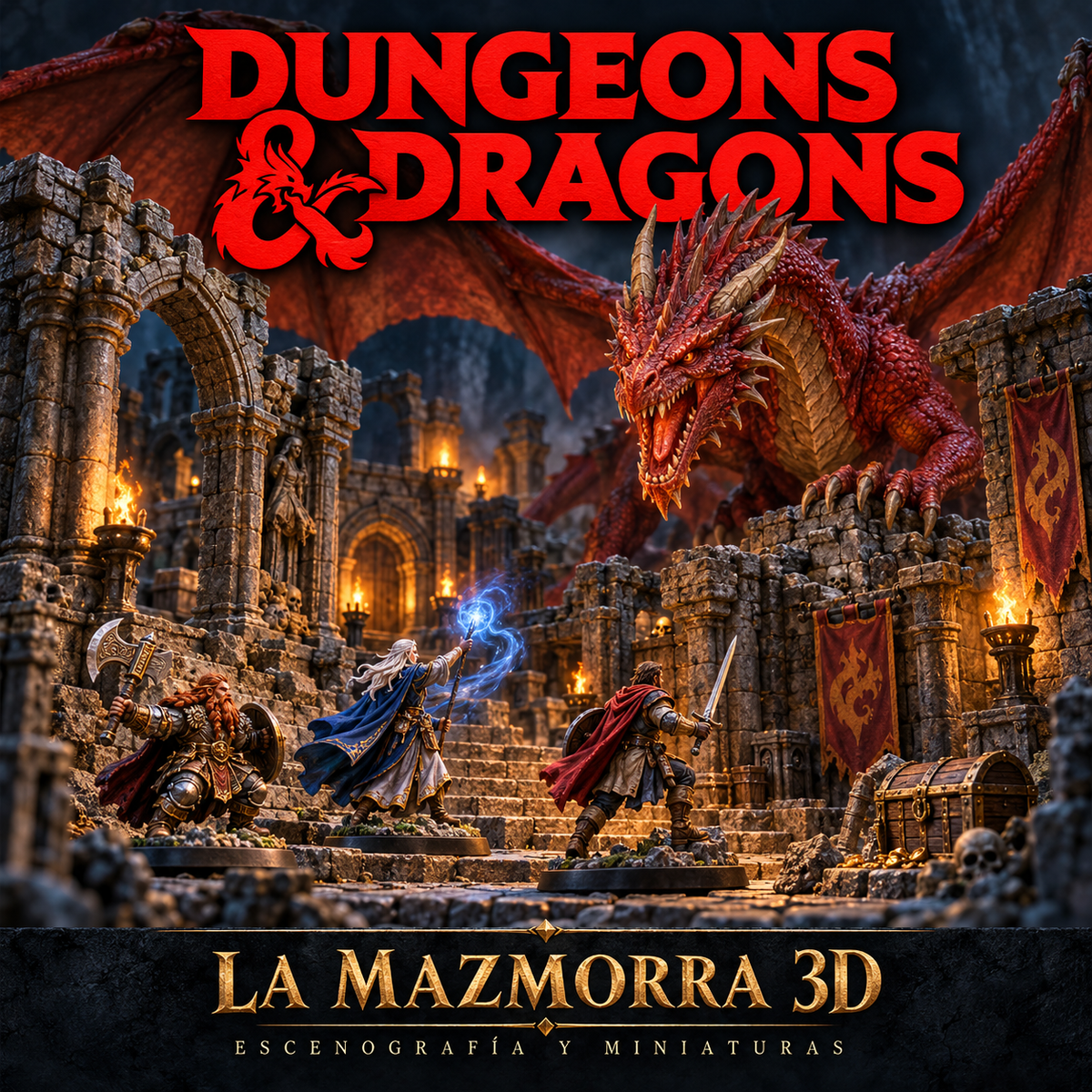 D&D / Pathfinder — Escenografía y miniaturas de La Mazmorra 3D