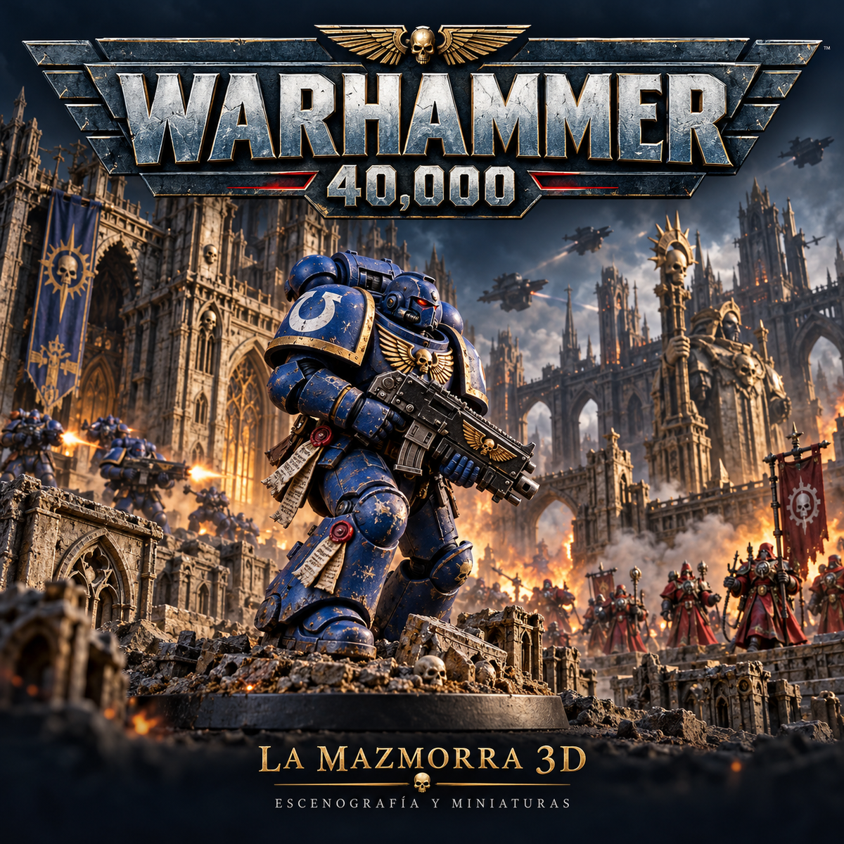 Warhammer 40.000 — Escenografía y miniaturas de La Mazmorra 3D