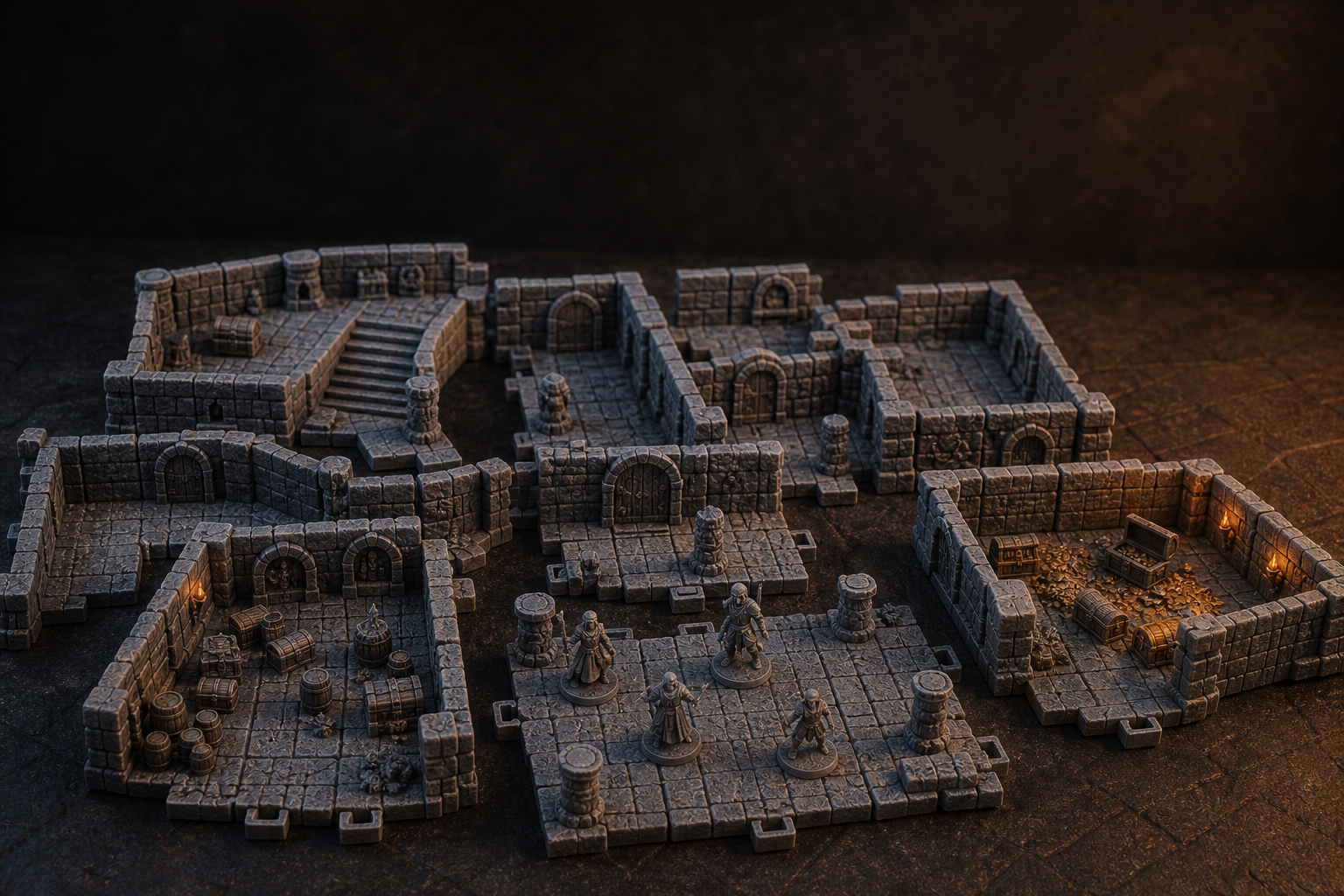 Escenografía de mazmorras modulares para juegos de rol