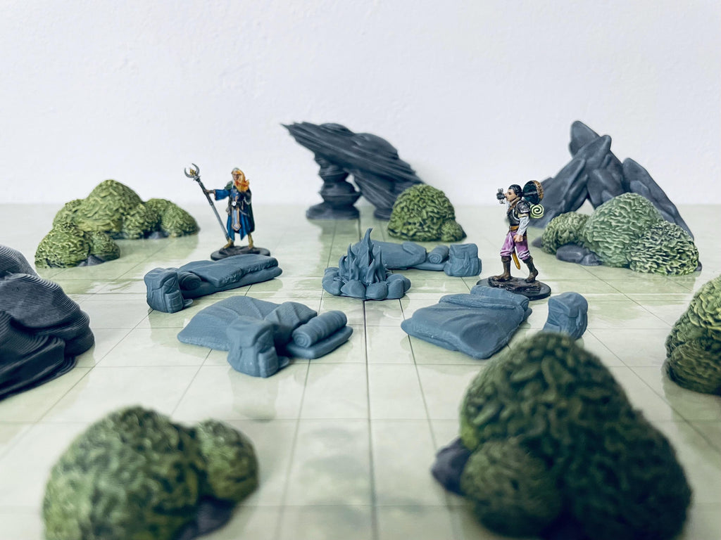 Acampada ligera – Pack de miniaturas de resina, 32 mm