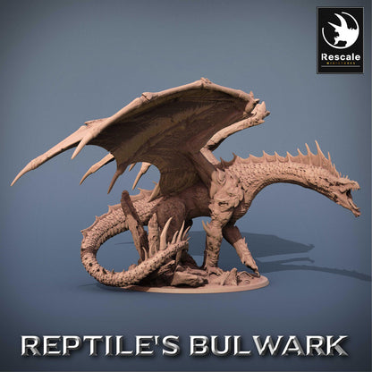 Dragón Verde Adulto - Impreso en 3D / Fantasía / Terreno / Paisaje / Ruinas / El Señor de los Anillos / Dragones y Mazmorras / Pathfinder