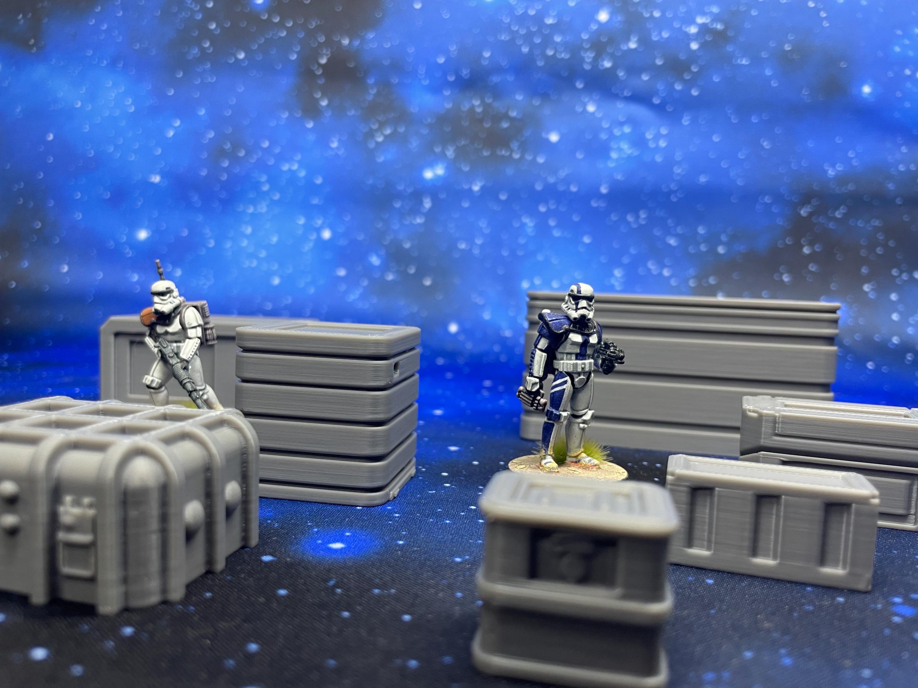 Conjunto de Cajas y Cajones – Escenografía compatible con Star Wars: Legion y Shatterpoint