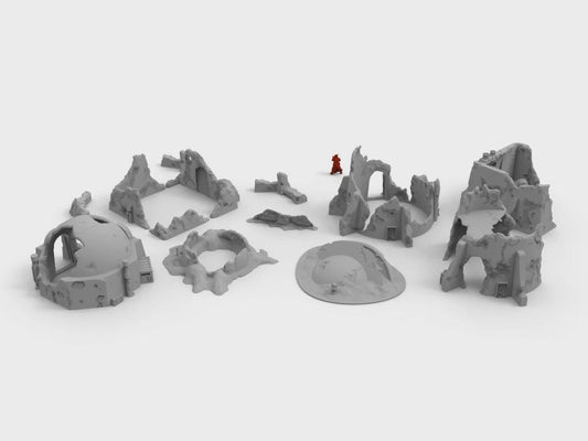 Asentamiento Tatooine destruido compatible con Star Wars Legión / Shatterpoint / Imperial Assault / Imperial Terrain
