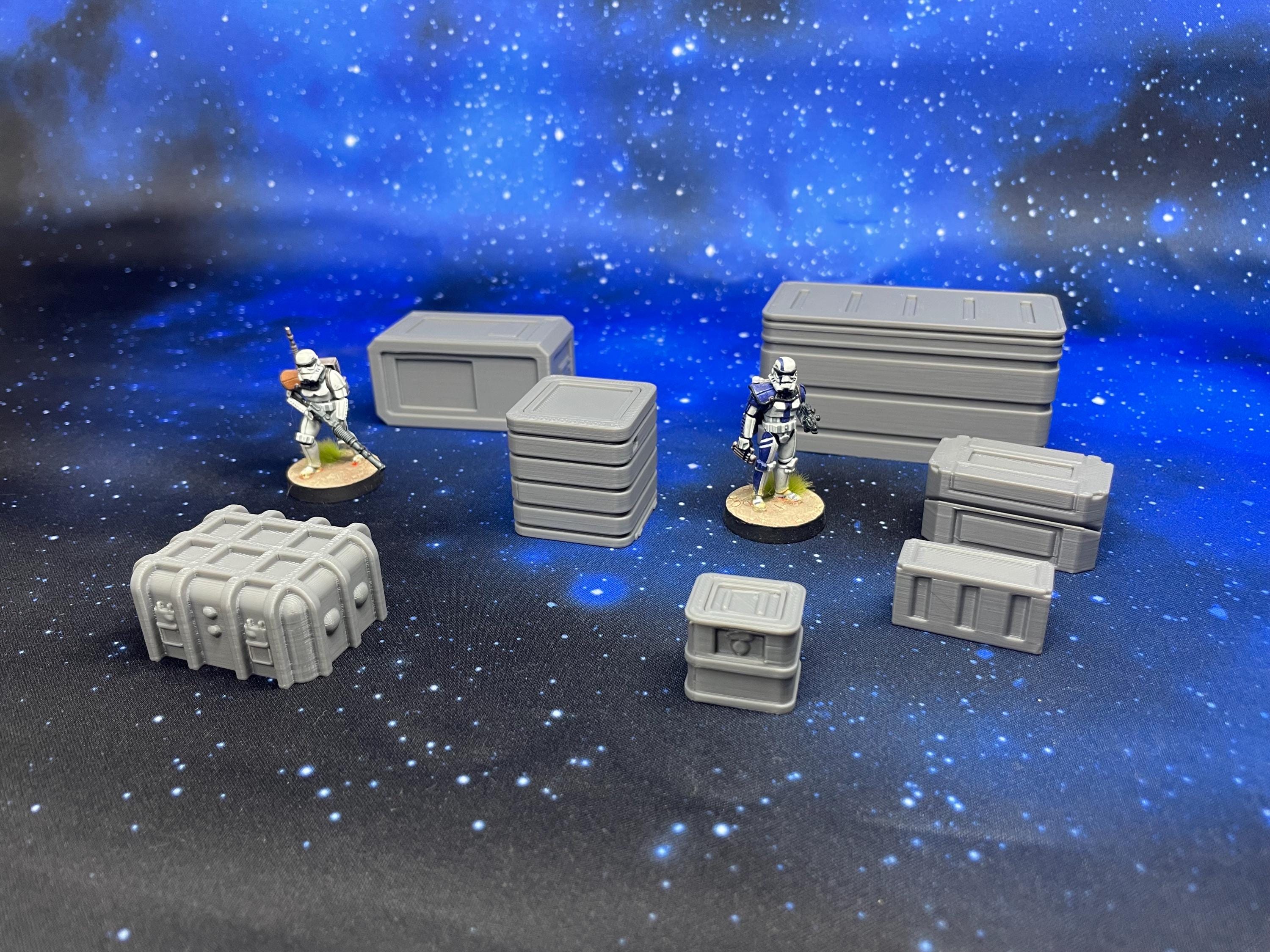 Conjunto de Cajas y Cajones – Escenografía compatible con Star Wars: Legion y Shatterpoint