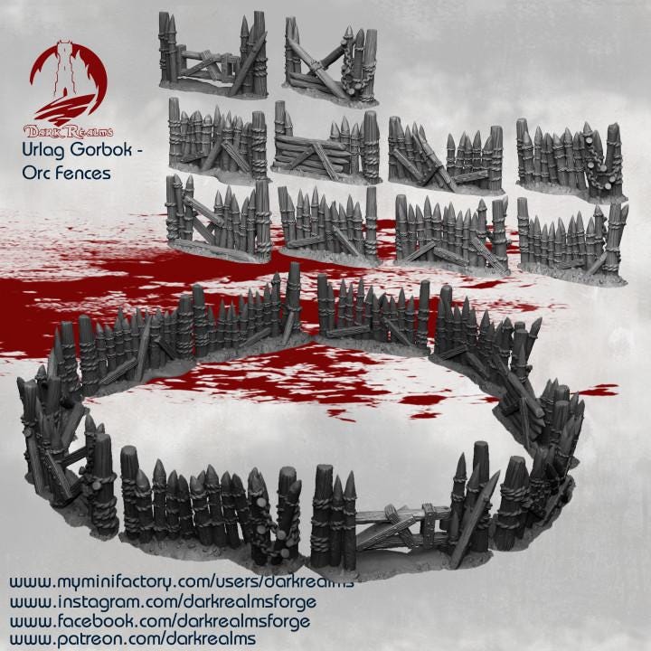 Empalizada Orcos / Goblins / Barbaro - Warhammer / Fantasy / Terreno / Paisaje / Ruinas / El Señor de los Anillos / Dragones y Mazmorras