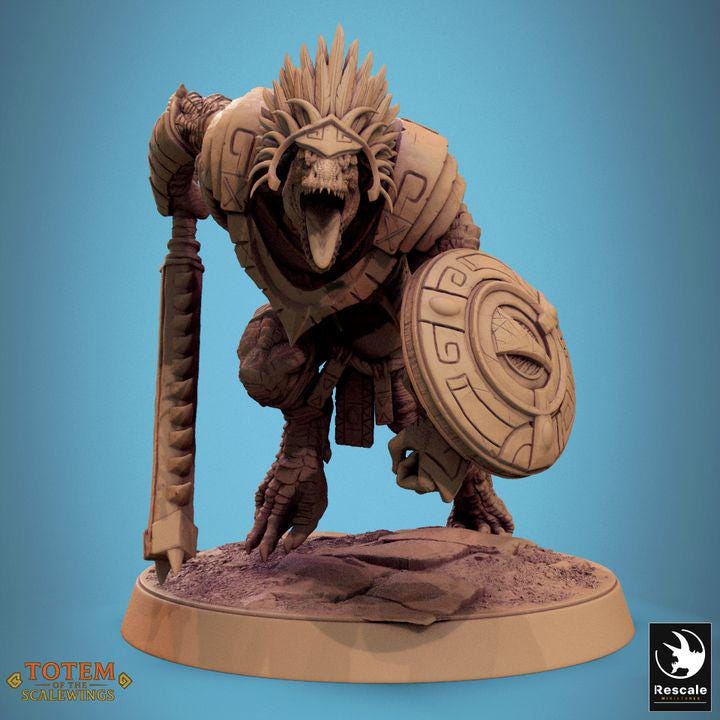 Lizardman Grimscale with Shield Pack – Resin miniatures pack, 32mm