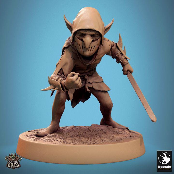 Pack Brutal Goblin Masked - Impreso en 3D / Fantasía / El Señor de los Anillos / Dragones y Mazmorras / Pathfinder / DND / Miniatura