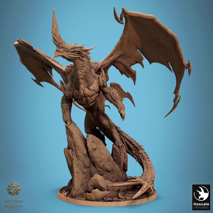 Dragón Azul adulto legendario – Miniatura de resina para D&D, 32 mm