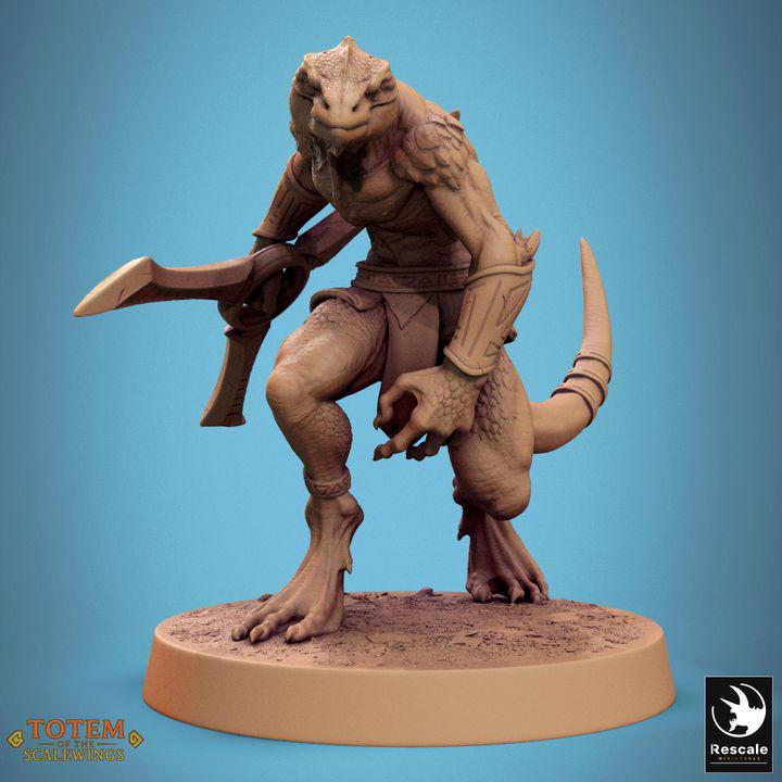 Pack Lizardman Sneaky Murkborn with Boomerang - Fantasía / El Señor de los Anillos / Dragones y Mazmorras / Pathfinder / DND / Miniatura
