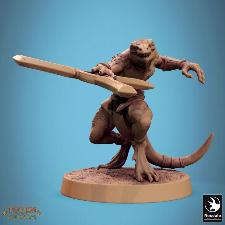 Pack Lizardman Sneaky Murkborn with Boomerang - Fantasía / El Señor de los Anillos / Dragones y Mazmorras / Pathfinder / DND / Miniatura