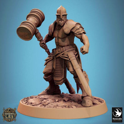 Pack Knight of Valor with WarHammer - 3D / Fantasía / El Señor de los Anillos / Dragones y Mazmorras / Pathfinder / DND / Miniatura