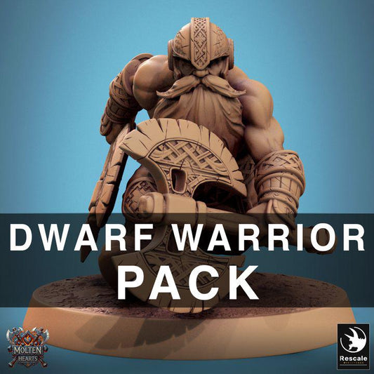 Pack Dwarf Warriors - 3D / Fantasía / El Señor de los Anillos / Dragones y Mazmorras / Pathfinder / DND / Miniatura