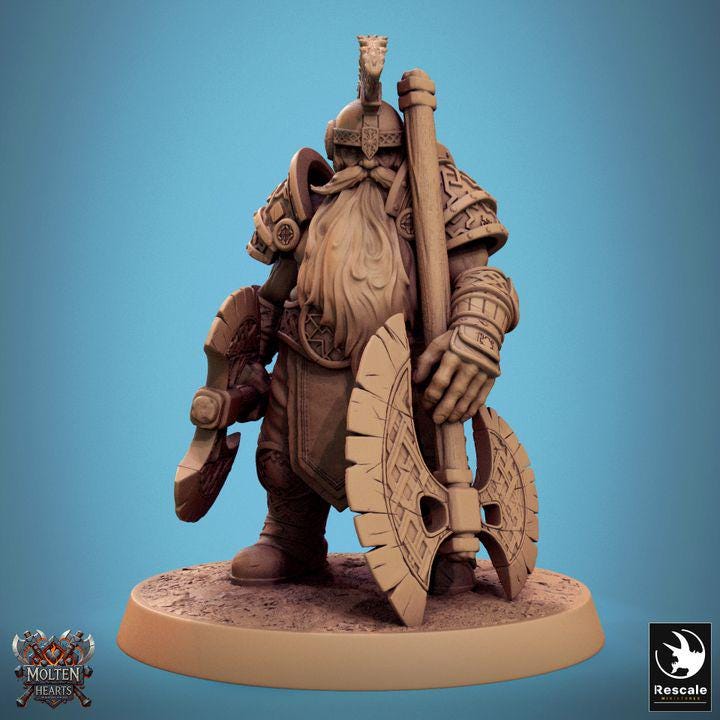 Pack Dwarf Warriors - 3D / Fantasía / El Señor de los Anillos / Dragones y Mazmorras / Pathfinder / DND / Miniatura
