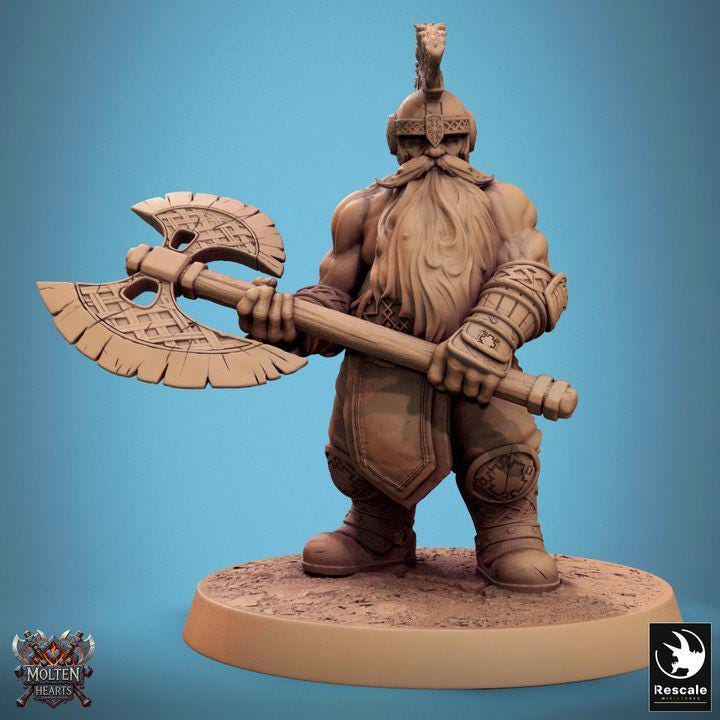 Pack Dwarf Warriors - 3D / Fantasía / El Señor de los Anillos / Dragones y Mazmorras / Pathfinder / DND / Miniatura