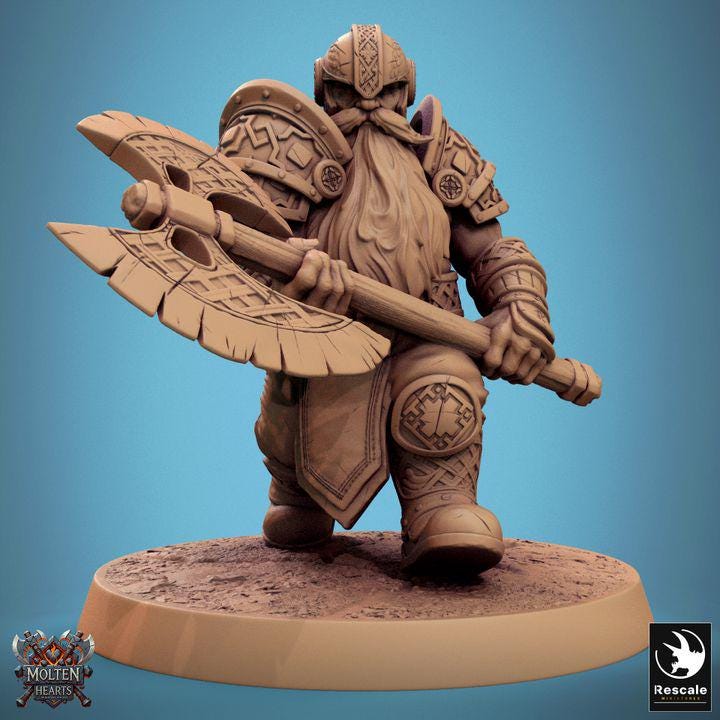 Pack Dwarf Warriors - 3D / Fantasía / El Señor de los Anillos / Dragones y Mazmorras / Pathfinder / DND / Miniatura