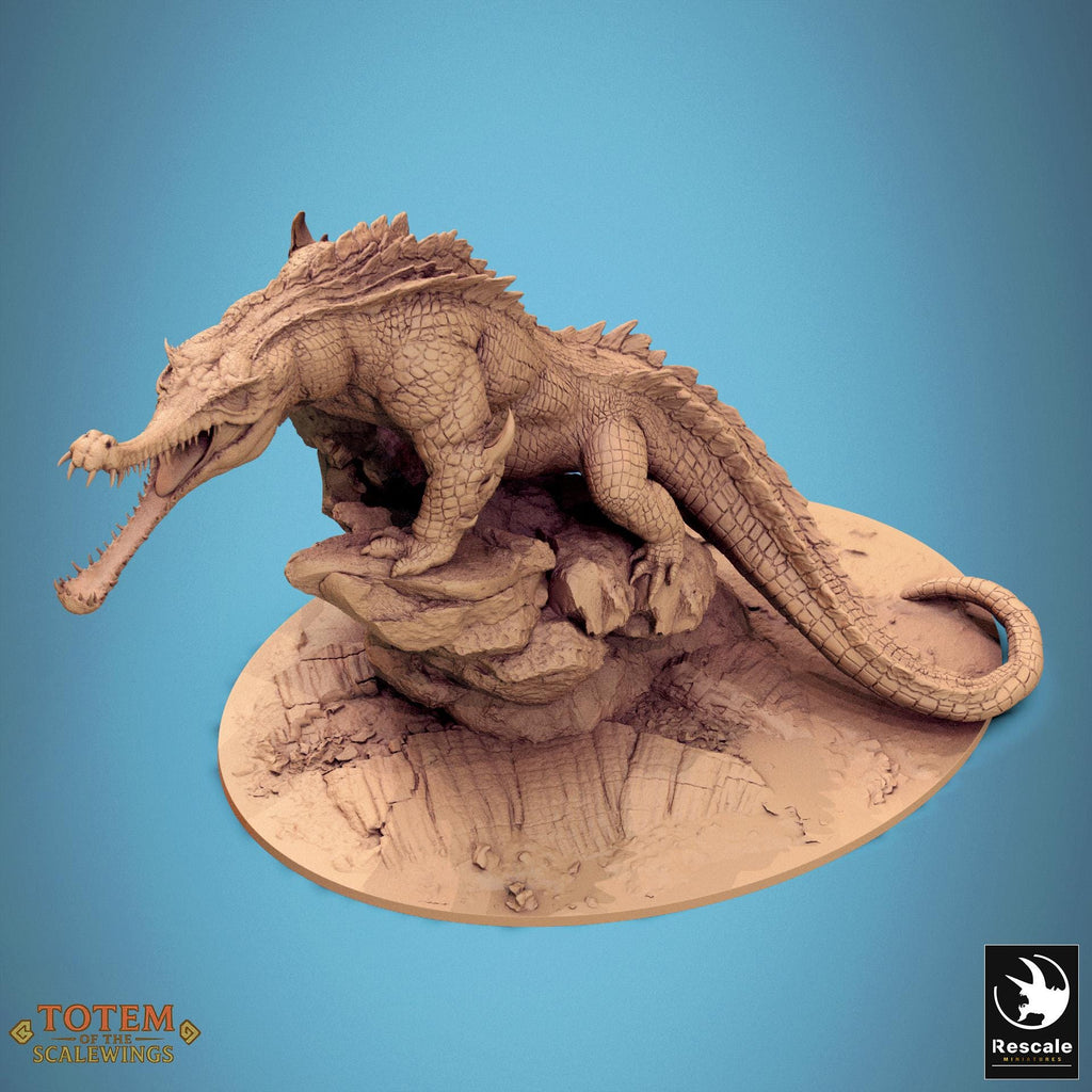 Ancient Alligator – Miniatura de resina para D&D, 32 mm