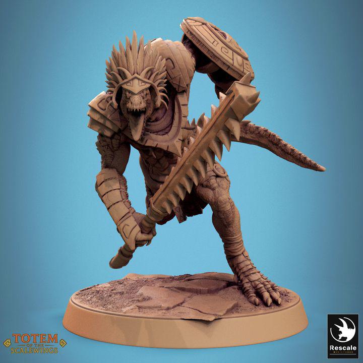Lizardman Grimscale with Shield Pack – Resin miniatures pack, 32mm