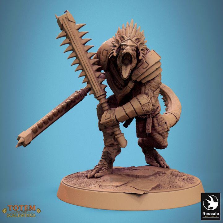 Pack Lizardman Grimscale - Impreso en 3D / Fantasía / El Señor de los Anillos / Dragones y Mazmorras / Pathfinder / DND / Miniatura