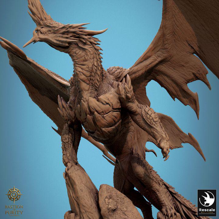 Dragón Azul adulto legendario – Miniatura de resina para D&D, 32 mm