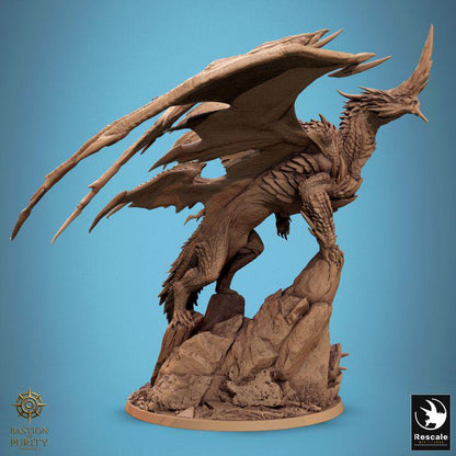 Dragón Azúl Legendario - Impreso en 3D / Fantasía / El Señor de los Anillos / Dragones y Mazmorras / Pathfinder / DND / Miniatura