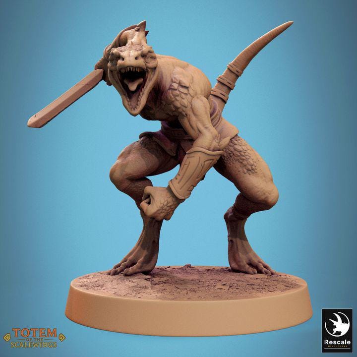 Pack Lizardman Sneaky Murkborn - Impreso en 3D / Fantasía / El Señor de los Anillos / Dragones y Mazmorras / Pathfinder / DND / Miniatura