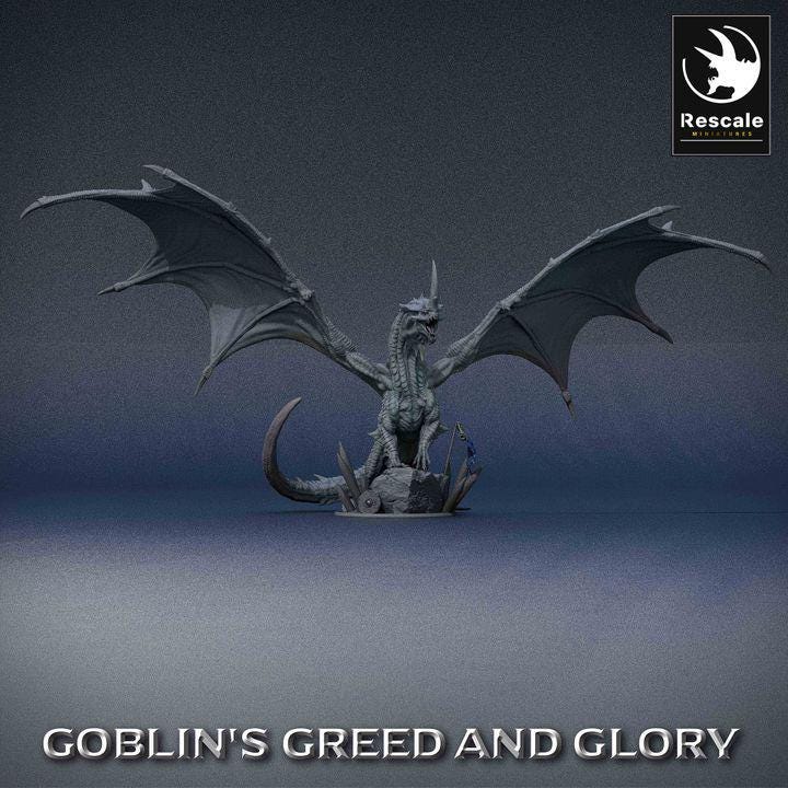 Dragón Verde Legendario - Impreso en 3D / Fantasía / El Señor de los Anillos / Dragones y Mazmorras / Pathfinder / DND / Miniatura